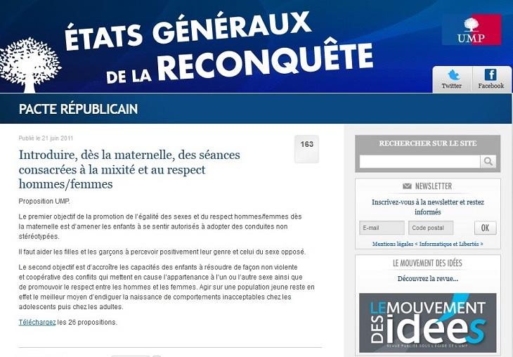 26 propositions concernant « la place des femmes dans la société ».