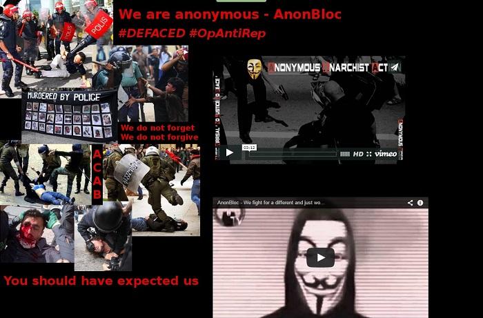 Une capture d'écran du site des réservistes de la Gendarmerie nationale, hacké par des Anonymous