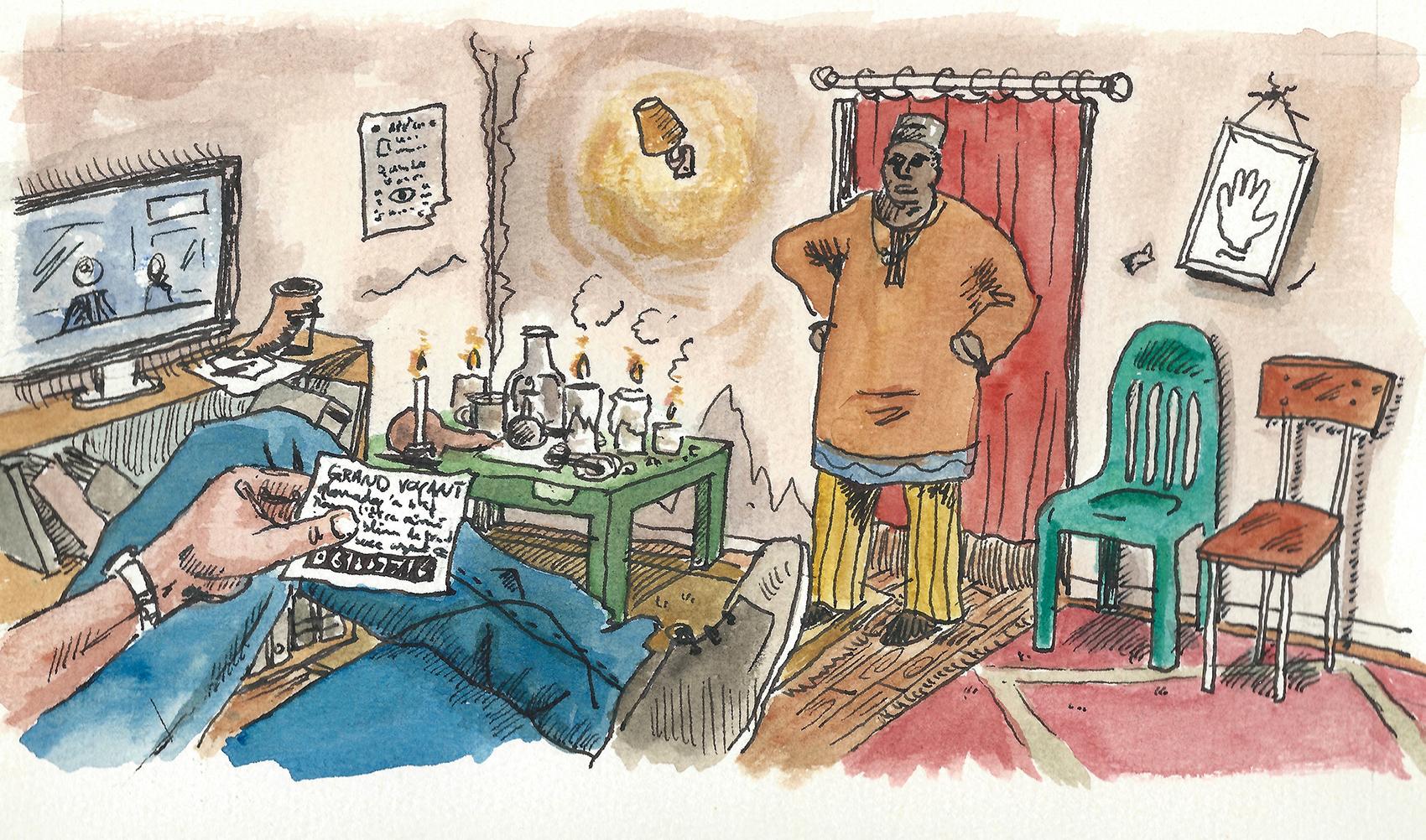 Dans la salle d’attente des marabouts de Château Rouge