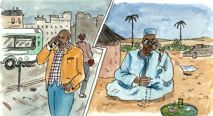 Son marabout est toujours au « pays », il consulte par téléphone.