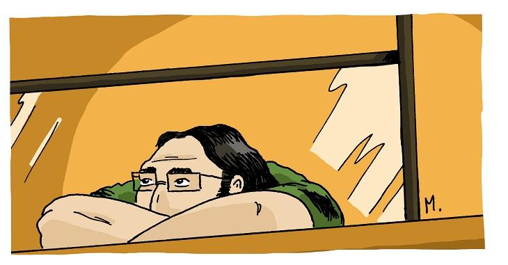 Bilal Kadri avachi derrière son box. « C’est l’inventeur du jihad post-it ! » explique son avocat