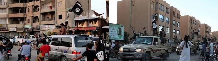 Les hommes de Daesh paradent dans Raqqa. - (Photo prise avant les attentats de Paris).