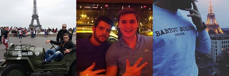 Le Priol en compagnie de Logan Djian puis de Kleber Vidal. Ce dernier fait l'homme-sandwich pour la marque Babtou solide