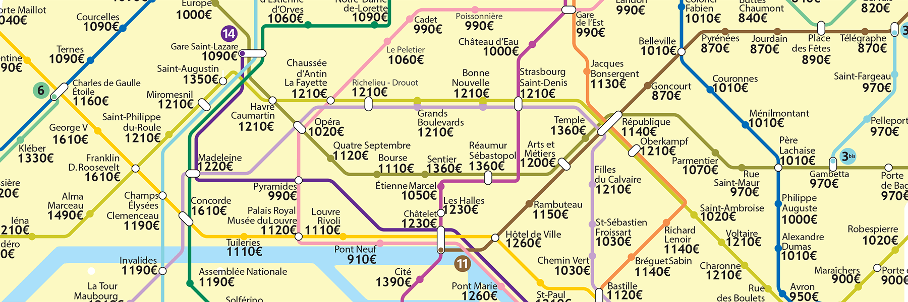 La carte des loyers par station de métro