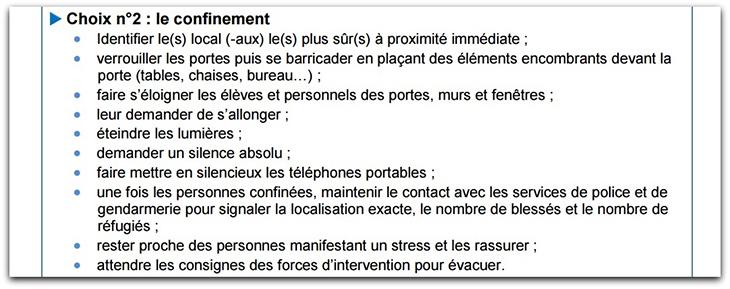 Un extrait du document envoyé aux écoles.