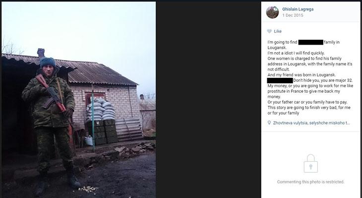 Arrivé dans le Donbass, il s’est mis en tête de se faire rembourser