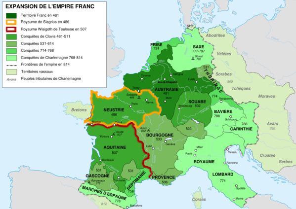 Carte de la France au temps de Charles Marte