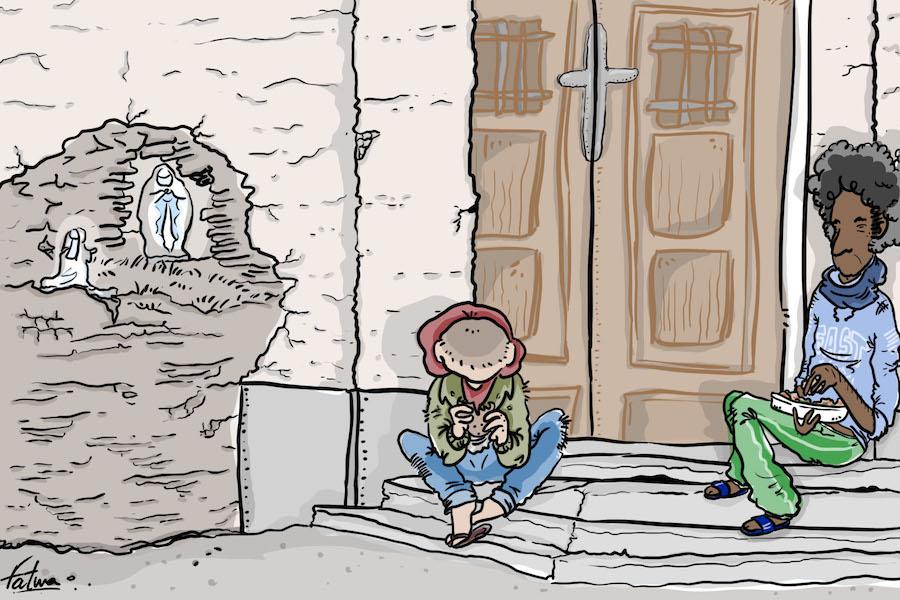 A l'église Saint-Joseph, riz pilaf et haricots au curry pour tou