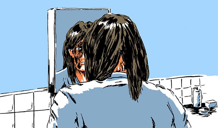 Pour apprendre à accepter son visage, chaque matin, Sophie se regarde plusieurs secondes dans un miroir