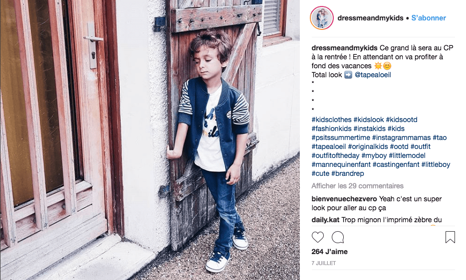 Capture d'écran du compte instagram @Dressmeandmykid