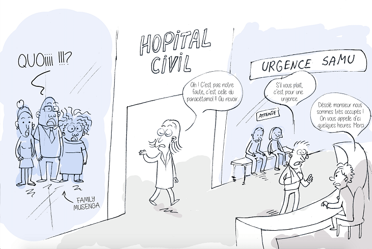 Carmel réagit par un dessin qui prend la forme d’une caricature, avec la complicité d’un ami graphist