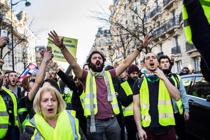 Une manifestation de Gilets jaunes, le 17 février 2019.