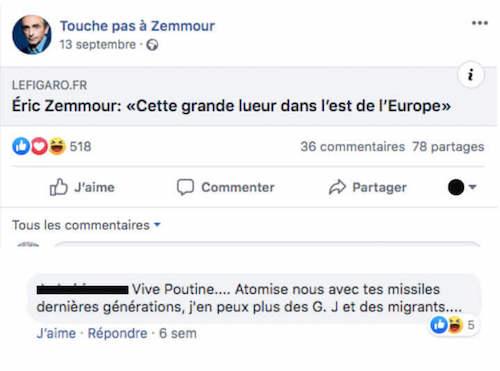 Des patriotes, des vrais, qui demandent à la Russie d'atomiser la France.