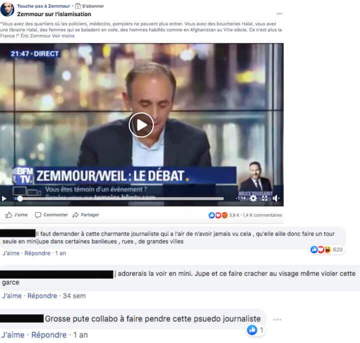 Pour avoir contredit Zemmour, ses fans appellent à violer et pendre la journaliste Nathalie Lévy.