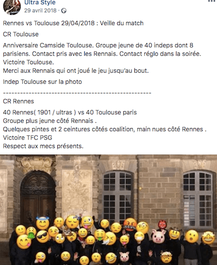 Sur les réseaux sociaux, des comptes recensent les comptes rendus de tous les combats en lien avec le football. 