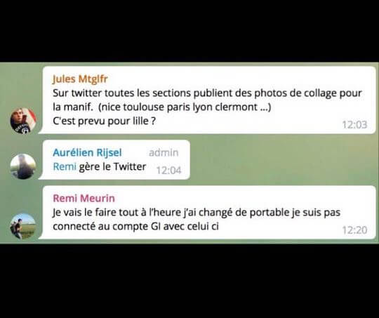 Sur Telegram, Rémi Meurin est désigné comme le Community Manager du groupe par Aurélien Verhassel.