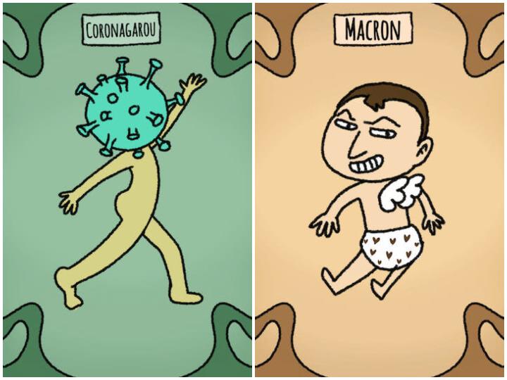 Dans le Loup-Garou version coronavirus, les loups deviennen les « Coronagarous ». À la place du traditionnel Cupidon, il y a « Macron », celui qui instaure une quarantaine et met deux amoureux ensemble.