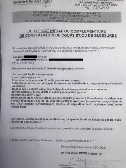 On a diagnostiqué à Hamza un « choc psychologique » et un « traumatisme crânien ». Sans compter la cheville déjà blessée après son accident de moto, en décembre 2019.