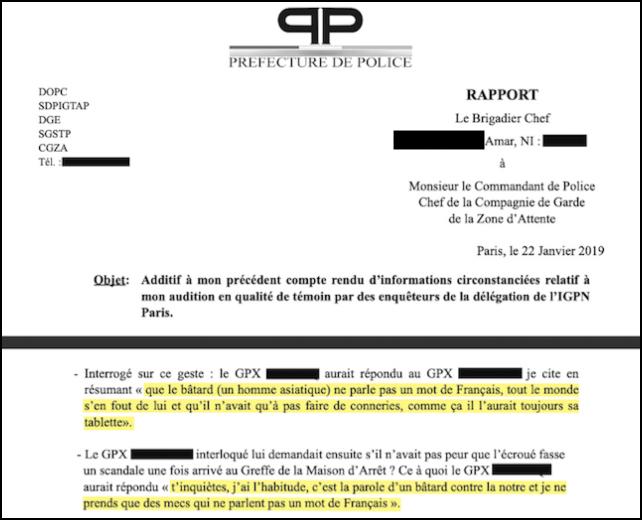 Amar Benmohamed a dénoncé plusieurs faits de vols de ses collègues à l'IGPN. L'un d'eux s'est spécialisé dans le vol de déférés « qui ne parlent pas français ».
