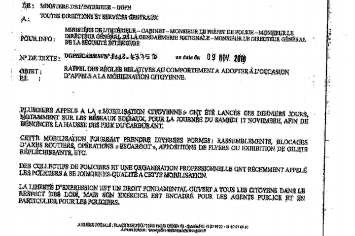 Un courrier qui émane directement de la DGPN