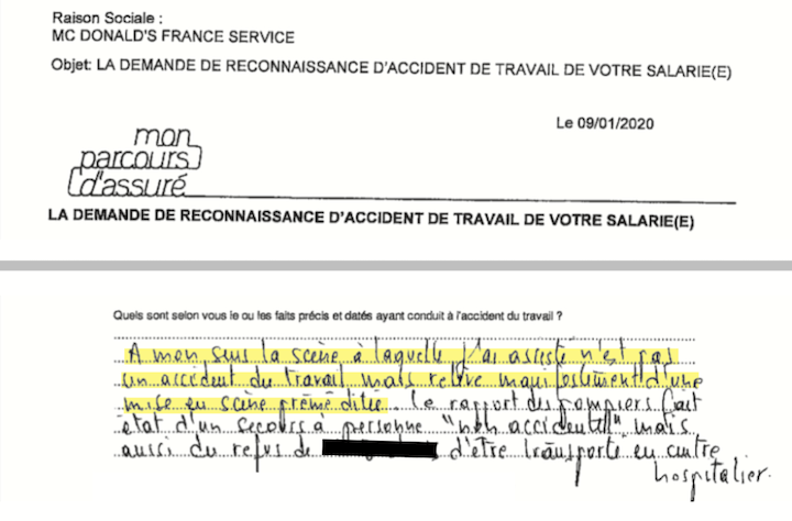 Dans un rapport remis à l'Assurance Maladie, le DRH Fabien Bizeul nie complètement le malaise de Bertrand. Pour lui, cela relève « d'une mise en scène préméditée ».