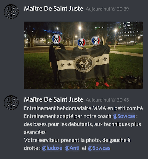 Sur le Discord, ils se vantent de leurs entraînements