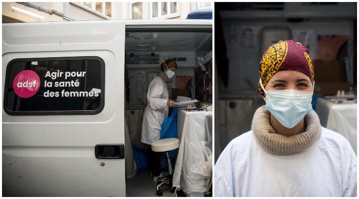 Agir pour la santé des femmes s’est donnée pour mission d’aller vers les femmes en situation de vulnérabilité et de précarité. Leur Repaire Santé peut en accueillir 25 par jour. Ici, Pilar fait les tests Covid