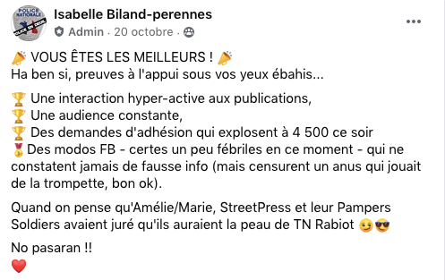 Alors que StreetPress avait déjà pointé le racisme du groupe et qu'une enquête a été lancée, les risques de poursuites n'ont pas fait fuir les fonctionnaires. Ils sont plus de 7.000 avec 4.500 demandes d'adhésions en attente