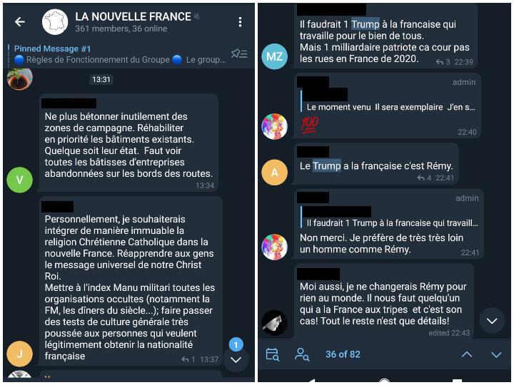 Sur le groupe Telegram, on parle du futur de cette « nouvelle France » et on dresse des lauriers à Rémy Daillet-Wiedemann, sorte de « Trump à la française ».