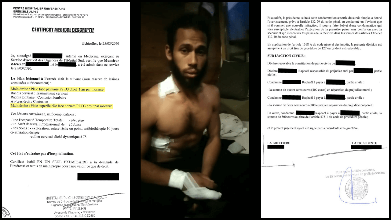 Raphaël, tabassé et mordu par un CRS