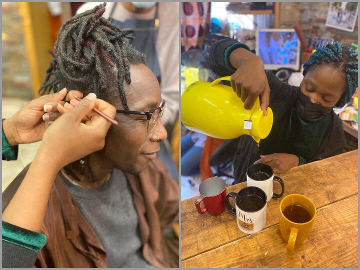 Spécialité dreadlocks et thé aux plantes d'hibiscus.