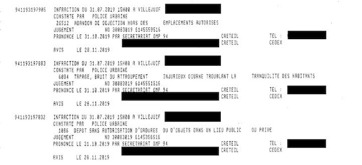 Les « PV caniveaux » sont des contraventions où les policiers détruisent la partie destinée au contrevenant, qui ne sait pas qu’il doit payer quelque chose avant que ce soit majoré. Matis et son père ont subi deux fois cette pratique, la première fois dès la première garde à vue du fils, le 31 juillet 2019.