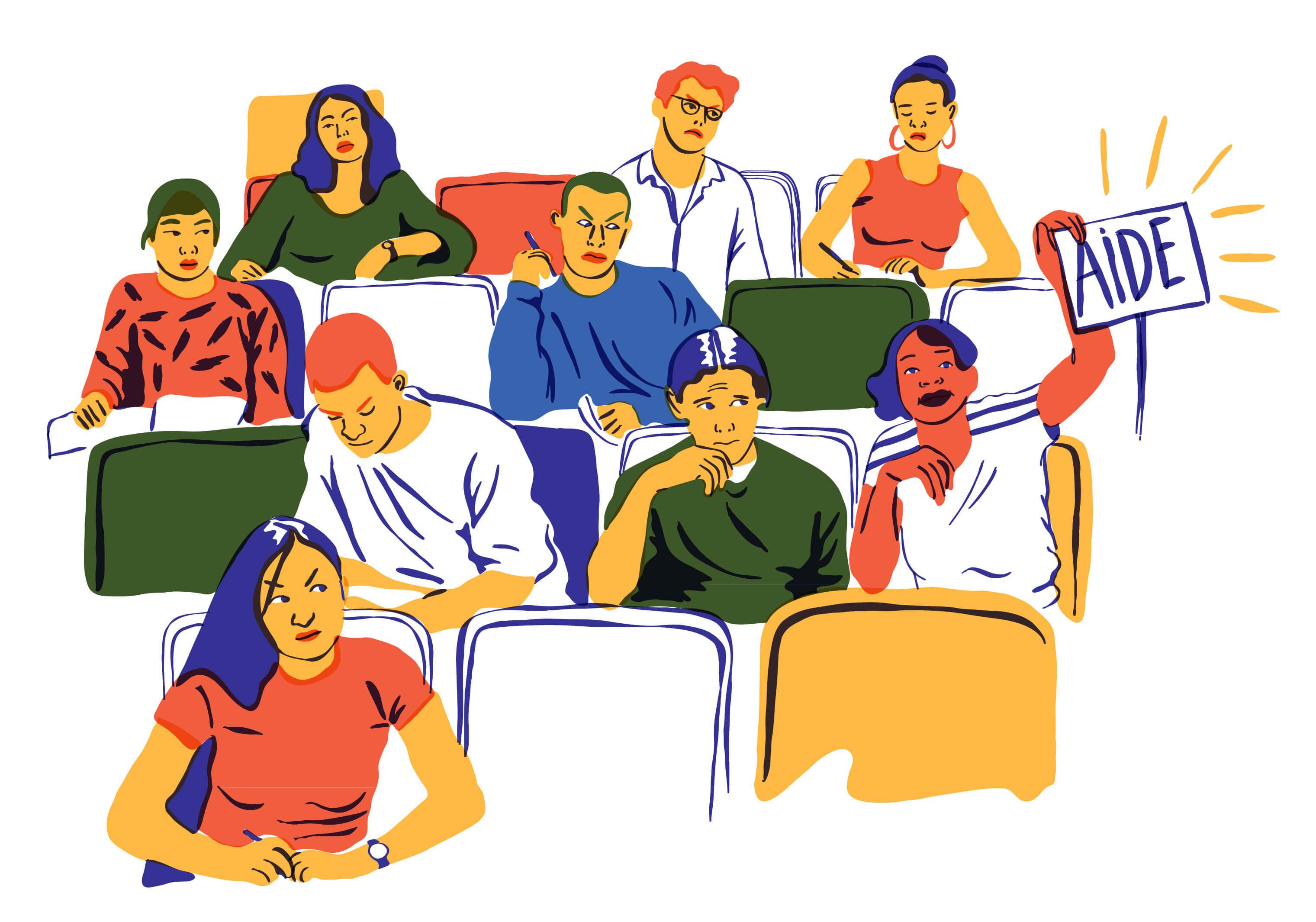 « C’était dans un cours de grammaire, j’étais assis en haut de l’amphithéâtre. 