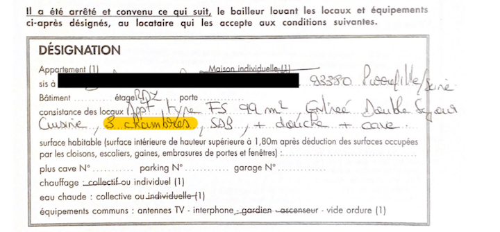 Sur le bail, signé en 2014, le propriétaire indique que son logement comporte trois chambres. En réalité, l'une d'elle est une cave aménagée, « impropre à l'habitation » selon les rapports