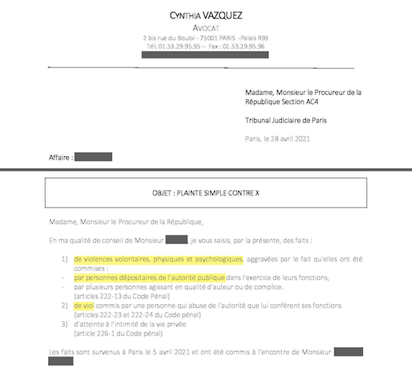 Tommi a par, l’intermédiaire de son avocate Cynthia Vazquez, déposé une plainte contre X pour violences volontaires à caractère raciste, viol et atteinte à l’intimité de la vie privée par personnes dépositaires de l’autorité publique