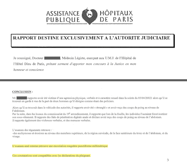 Dans son rapport, la médecin a remarqué une lésion anale et estime que ses constatations « sont compatibles avec les déclarations » de Tommi.