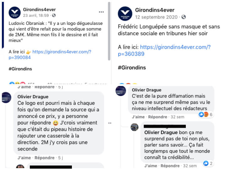 Le compte semble être un suiveur du club qui défend corps et âme la direction, que ce soit sur le prix d'un logo critiqué ou sur le manque de distanciation sociale du président.