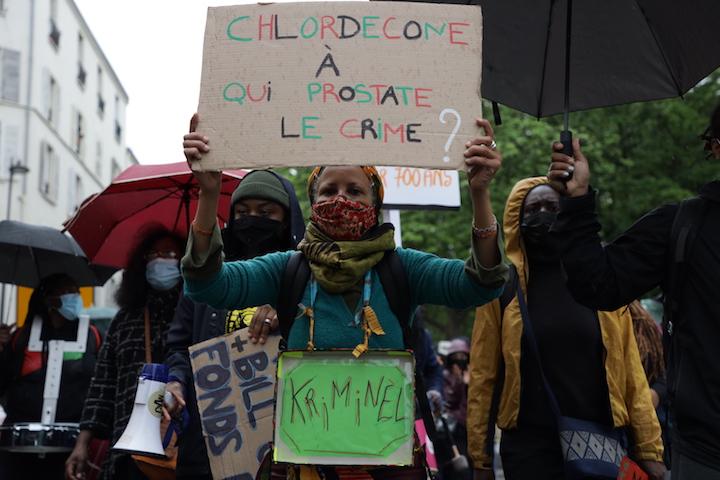 La manifestation dénonce notamment le chlordécone, un herbicide empoisonné qui a intoxiqué 92% des Martiniquais et 95% des Guadeloupéens au 20e siècle.