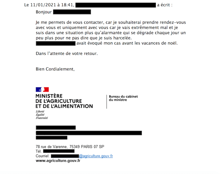 Mail d'un agent au service médical