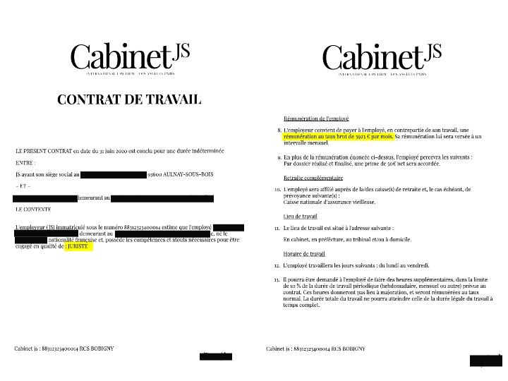 Sur ce contrat de travail que StreetPress a pu se procurer, il est bien précisé que la personne est engagée en qualité de « juriste »
