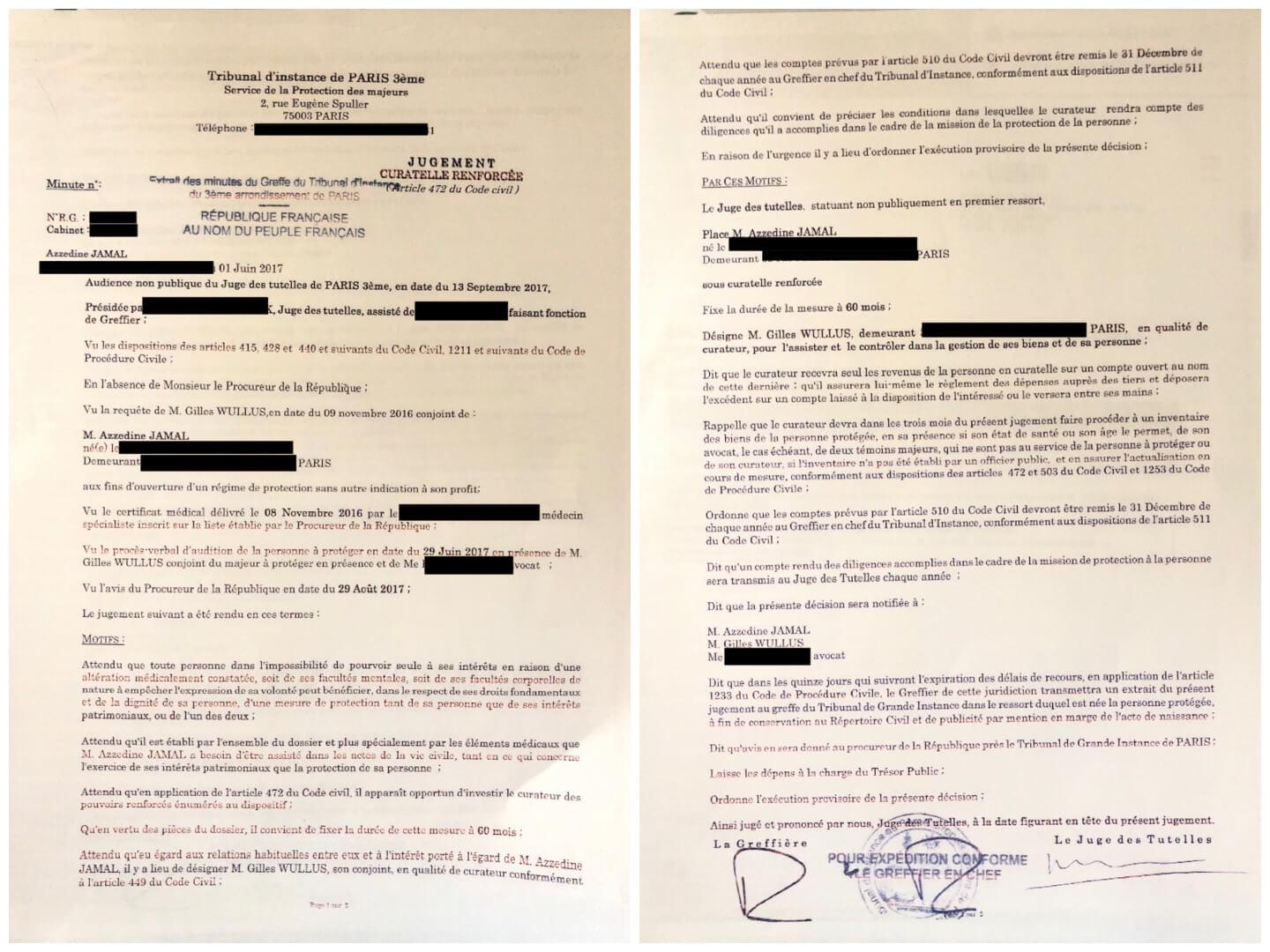 Depuis septembre 2017 et la décision d’un juge des tutelles, Gilles Wullus est le curateur renforcé d’Azzedine Jamal