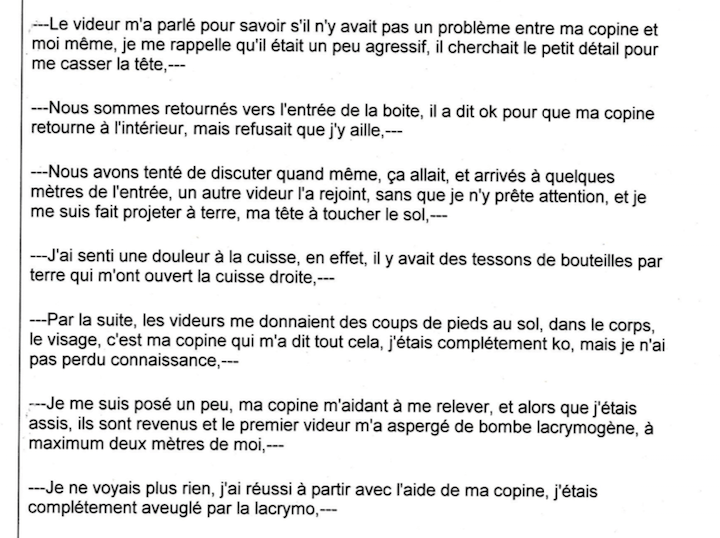 Extrait de la déclaration de Yanis