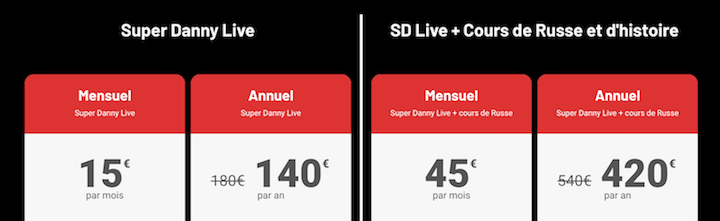 Derrière les engagements de Daniel Conversano, il y a surtout un petit business bien rodé. Il fait payer jusqu’à 420 euros pour un forfait annuel all inclusive de ses vidéos et de cours de russe.