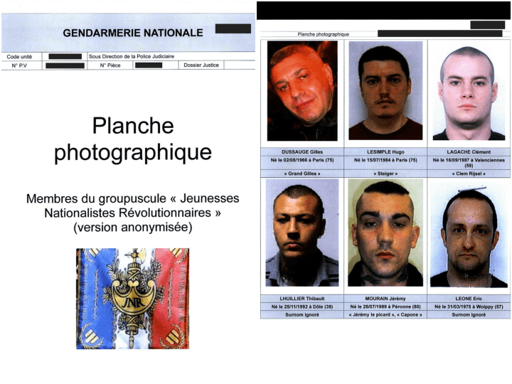 StreetPress s’est procuré un trombinoscope dans lequel les services de renseignement intérieur ont listé les différents membres des Jeunesses nationalistes révolutionnaires. À l’aide de ce document, nous avons pu identifier sur certaines des photos du MC Praetorians, postées à la création du groupe, sept ex-membres JNR