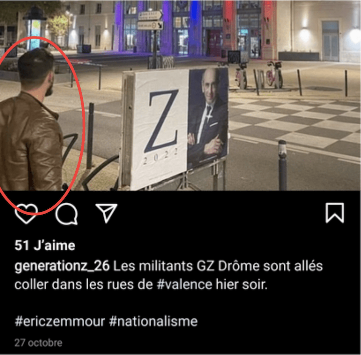 Endy Thivolle colle des affiches, se déplace pour assister à certains discours « du Z » et participe à la boucle Telegram d’où s’organise la campagne dans le département