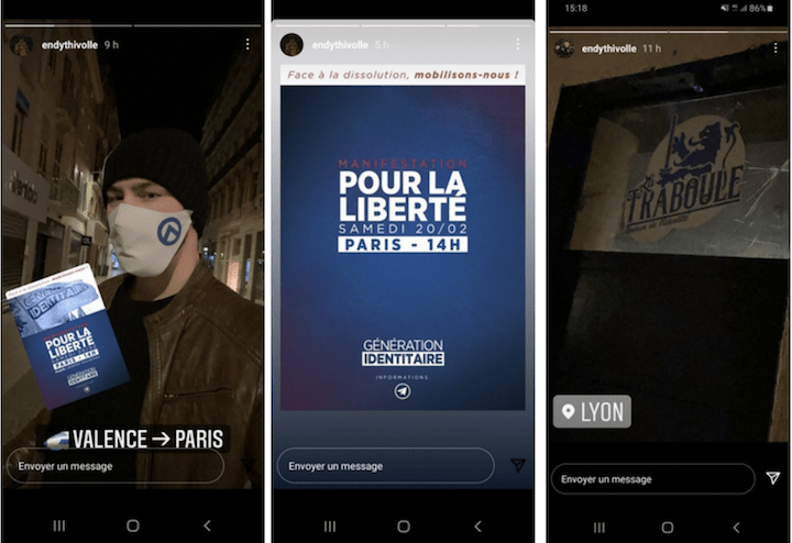 Endy Thivolle a été un militant très actif au sein de Génération identitaire, jusqu’à sa dissolution en mars dernier pour incitation « à la discrimination ou à la violence envers des individus en raison de leur origine, de leur race et de leur religion »