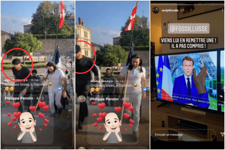 Endy Thivolle, le boss de Valence Patriote est aussi très souvent fourré avec Damien Tarel, l’homme qui a giflé Macron. Pour fêter sa libération, Thivolle et sa bande avaient organisé un simili « adoubement » pour le récompenser d’avoir giflé le président de la République