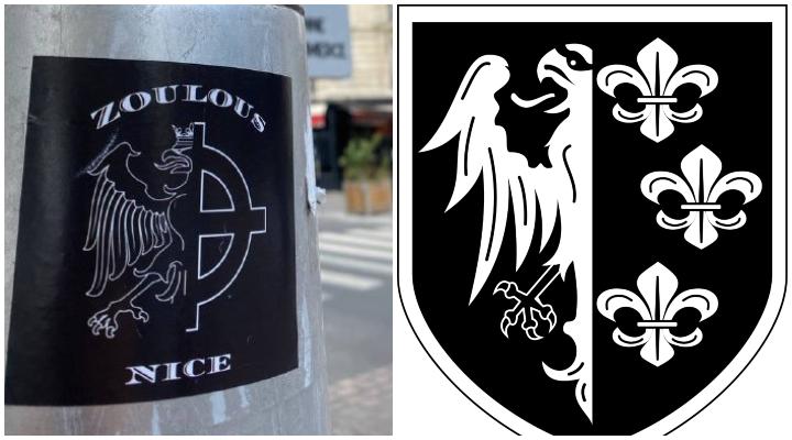 Le logo des Zoulous Nice, à gauche, est inspiré du blason des nazis français de la division Charlemagne, à droite.