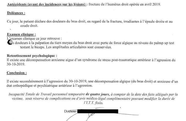 Lors d'un nouvel examen médical en novembre 2019, les médecins découvrent Clément en pleurs et décèlent des « éléments en faveur d’un syndrome de stress post-traumatique 