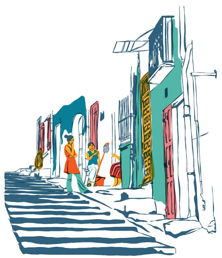 Dans les ruelles avec ses petits immeubles, pour certains vieux de deux cents ans, vivent 5.000 âmes.